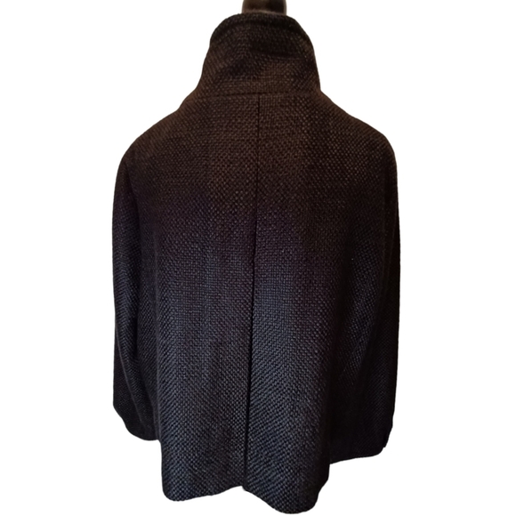 Nygard Collection Black Cowl Collar Pea Coat with Black beading design on lapel - Picture 8 of 15